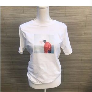 Hanes White Short Sleeve Tee with Minimalist Design